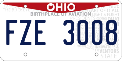OH license plate FZE3008
