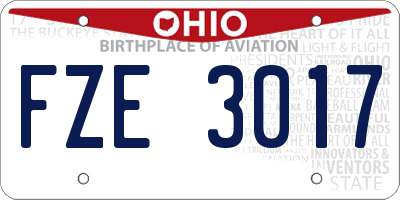 OH license plate FZE3017