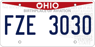 OH license plate FZE3030
