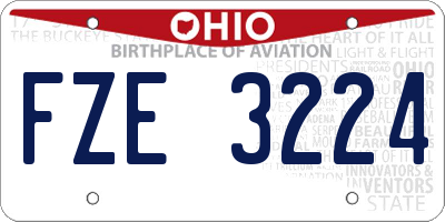 OH license plate FZE3224