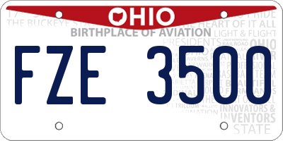OH license plate FZE3500