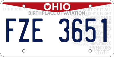 OH license plate FZE3651