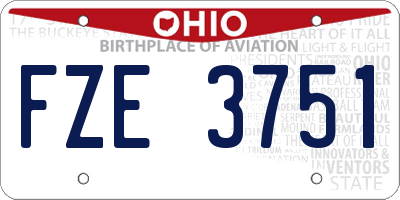 OH license plate FZE3751