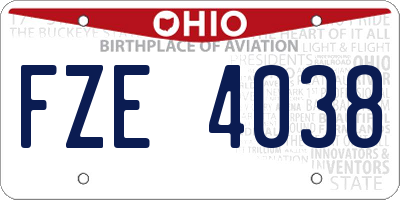 OH license plate FZE4038