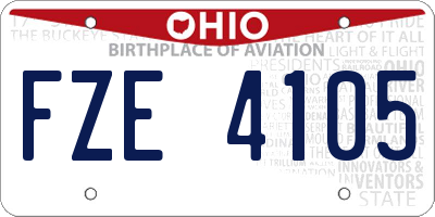 OH license plate FZE4105