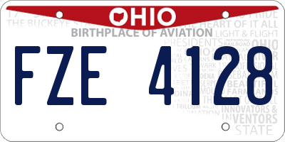 OH license plate FZE4128