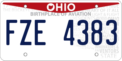 OH license plate FZE4383