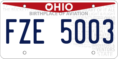 OH license plate FZE5003