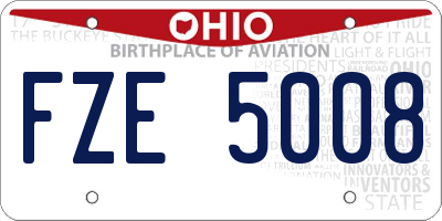 OH license plate FZE5008