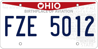 OH license plate FZE5012