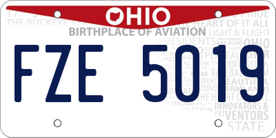 OH license plate FZE5019
