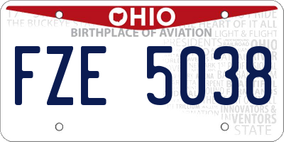 OH license plate FZE5038