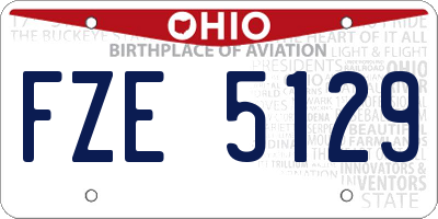OH license plate FZE5129