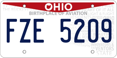 OH license plate FZE5209