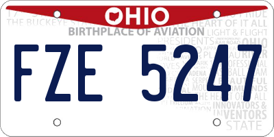 OH license plate FZE5247