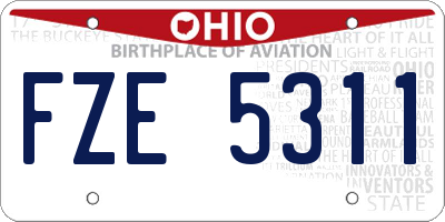 OH license plate FZE5311