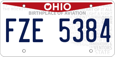OH license plate FZE5384