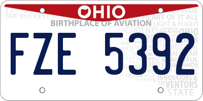 OH license plate FZE5392