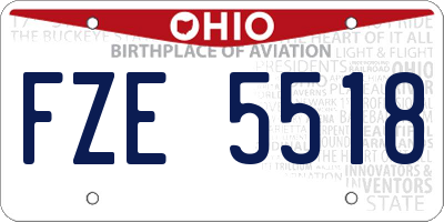 OH license plate FZE5518
