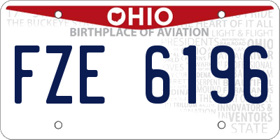 OH license plate FZE6196