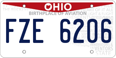 OH license plate FZE6206