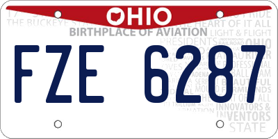 OH license plate FZE6287
