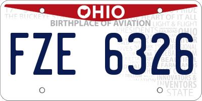 OH license plate FZE6326