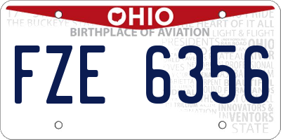 OH license plate FZE6356