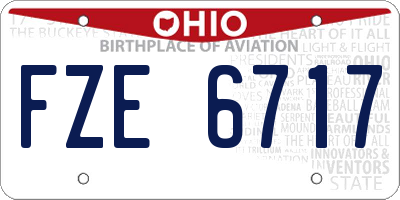 OH license plate FZE6717