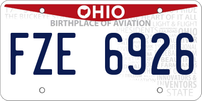 OH license plate FZE6926