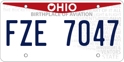 OH license plate FZE7047