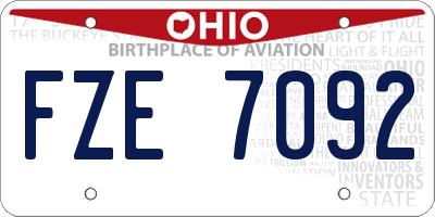 OH license plate FZE7092