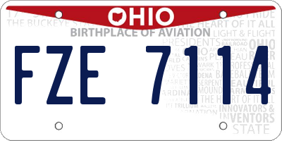 OH license plate FZE7114