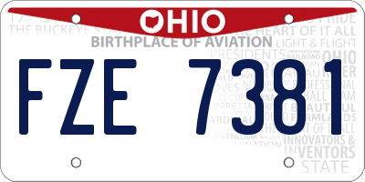 OH license plate FZE7381