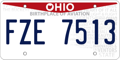 OH license plate FZE7513
