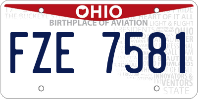 OH license plate FZE7581