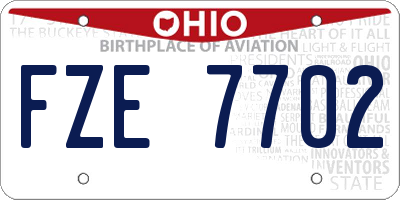 OH license plate FZE7702