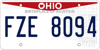 OH license plate FZE8094