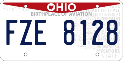 OH license plate FZE8128