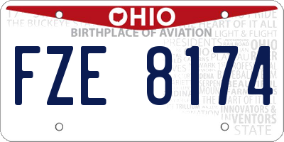 OH license plate FZE8174