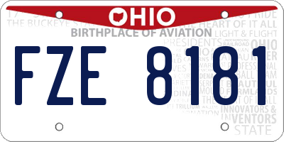 OH license plate FZE8181