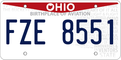 OH license plate FZE8551