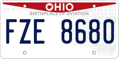 OH license plate FZE8680