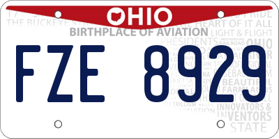 OH license plate FZE8929
