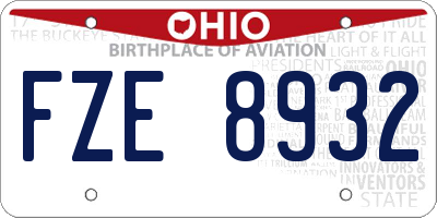 OH license plate FZE8932