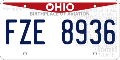 OH license plate FZE8936