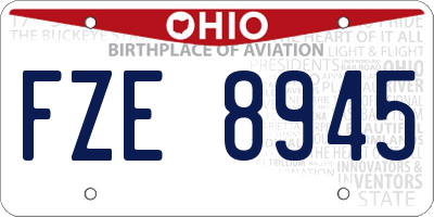 OH license plate FZE8945