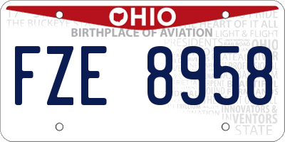 OH license plate FZE8958