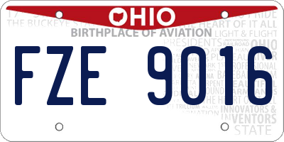 OH license plate FZE9016