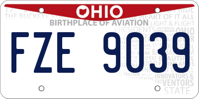 OH license plate FZE9039